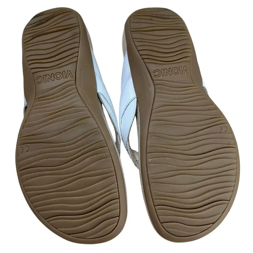 Vionic Bella Braid White Leather Sandal Women's Sz 6.5 New Without Box Condition